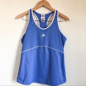 adidas | blue tank top with built-in bra large